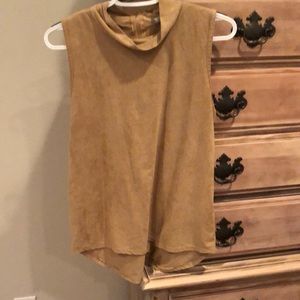 Faux Suede mock turtleneck
